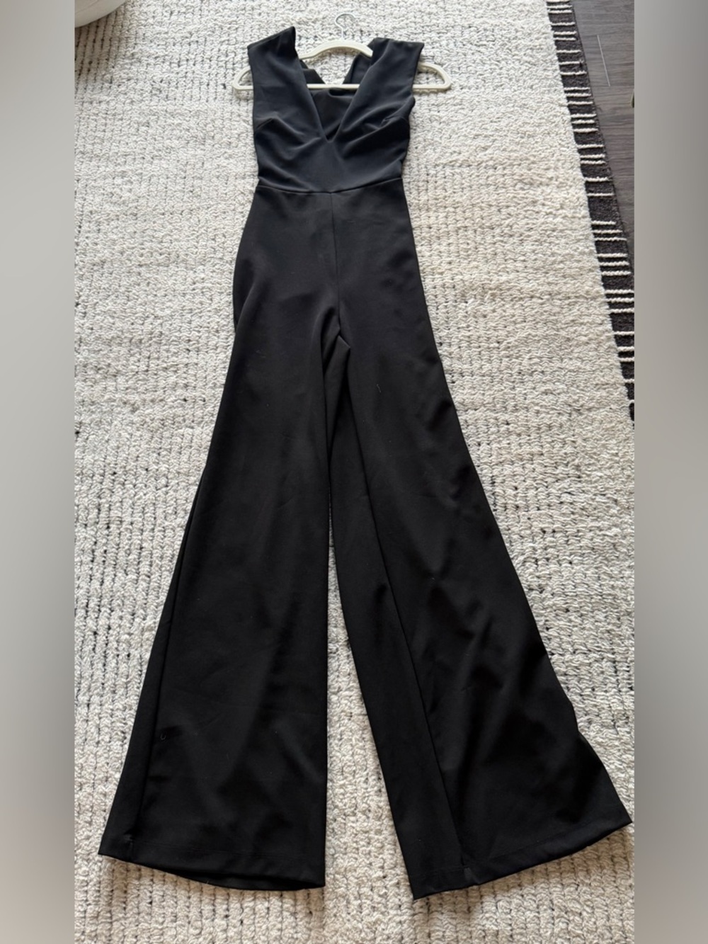 Black Wide-Leg Jumpsuit - Classic V-Neck